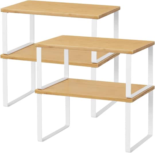 NEX™ White & Natural Bamboo Cabinet and Counter Shelf Organizer, 4ct.